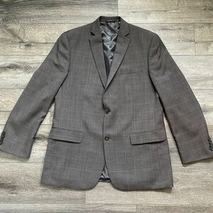 Michael Kors | Wool blend Grey Single Breasted Notch Collar Plaid Blazer 43L
